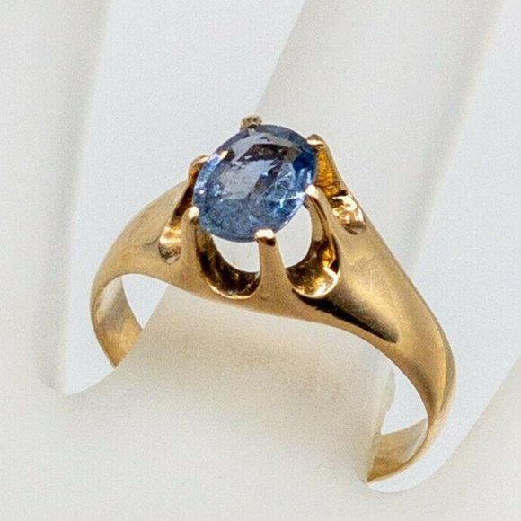 NATURAL BLUE SAPPHIRE YELLOW GOLD